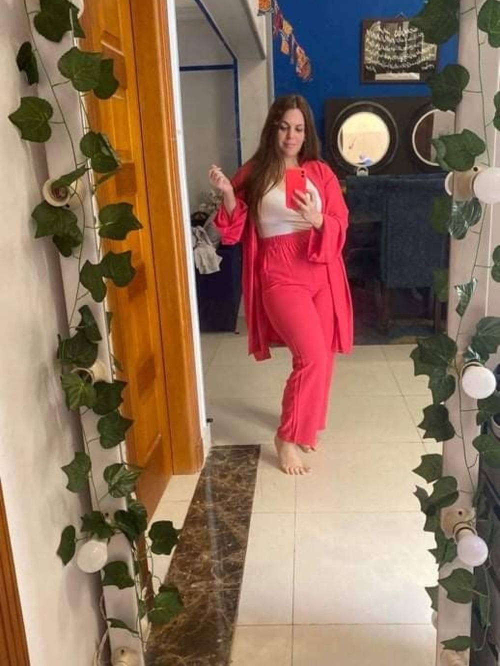 Women's Pink Lounge Pants and Matching Cardigan Set